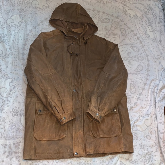 Wilsons Leather Brown Fleece Lined Thinsulate Hooded Jacket Barn
